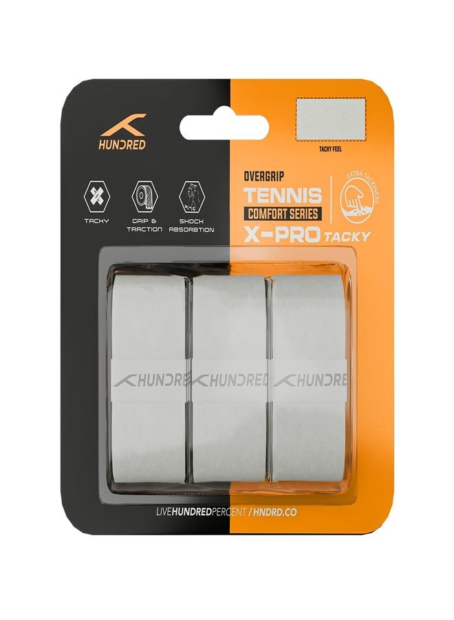 HUNDRED HNDRD X-Pro Tacky Tennis Overgrip | Sticky Grip Feel | Enhanced Control & Comfort | Lightweight PU | Pack of 3 - Image 1