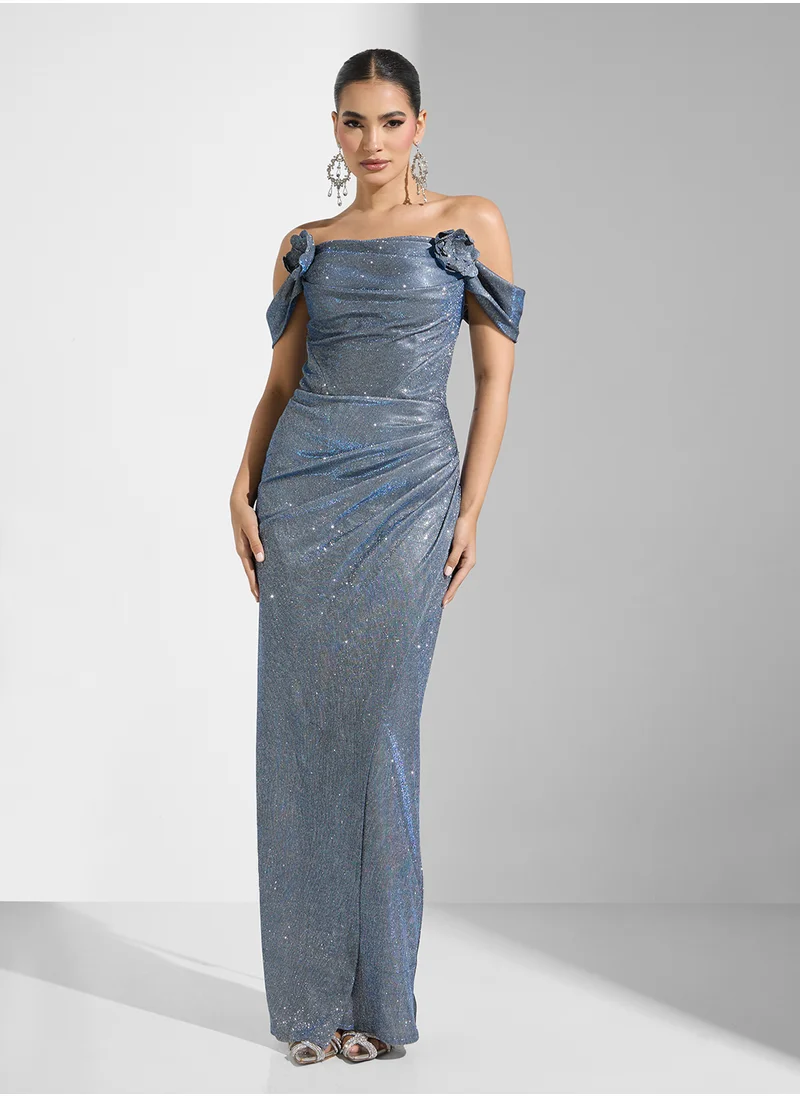 نمشي x Shimmering Overlay Gown Dress