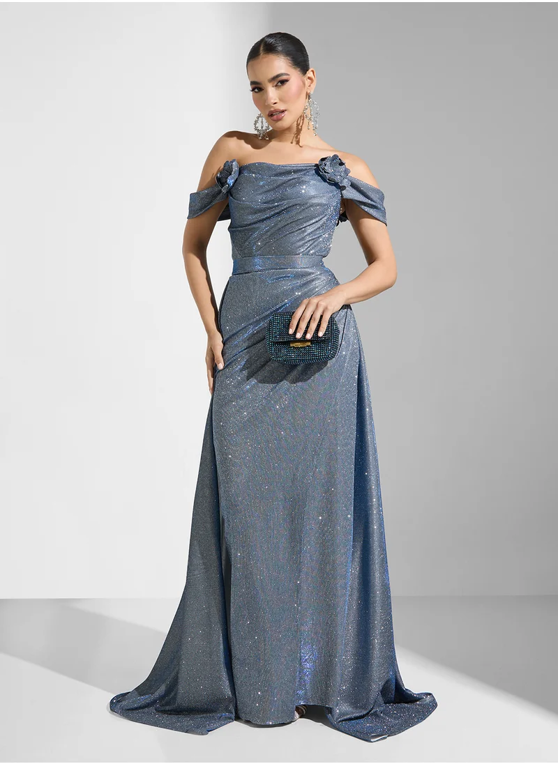 نمشي x Shimmering Overlay Gown Dress