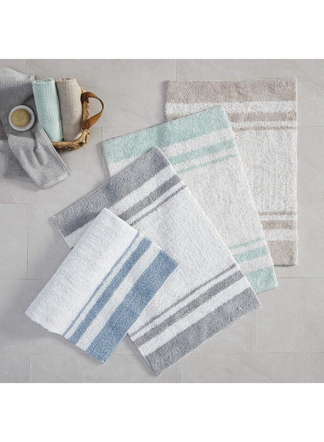 Madison Park  Spa Reversible Cotton Bath Rug  Grey  20W x 30L  Striped  Water Absorbent Fast Drying Bath Mats  Feels Fluffy  Stylish  Sophisticated - Image 4