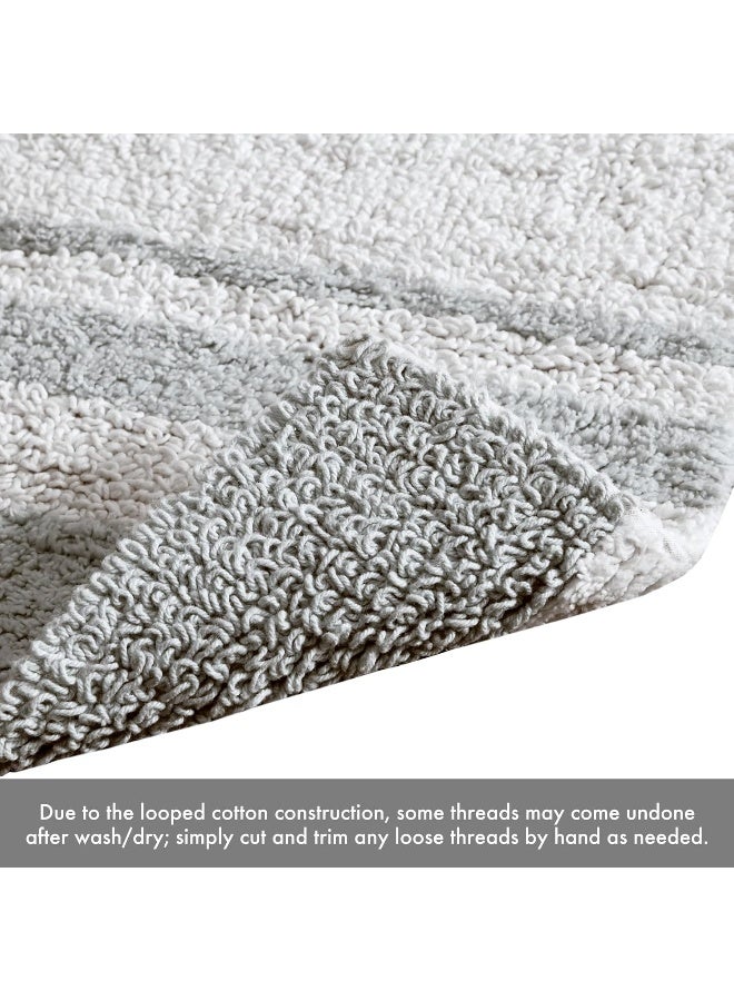 Madison Park  Spa Reversible Cotton Bath Rug  Grey  20W x 30L  Striped  Water Absorbent Fast Drying Bath Mats  Feels Fluffy  Stylish  Sophisticated - Image 5