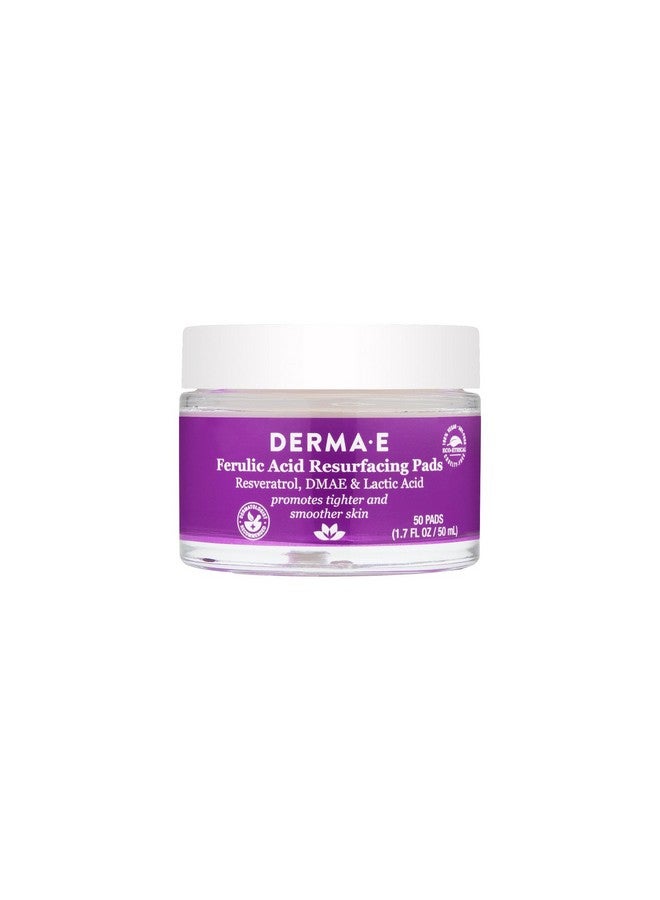 derma-e Derma E Ferulic Acid Resurfacing Pads Gently Exfoliating Wipes For Facial Radiance Deeply Cleansing Skin Resurfacing And Clarifying Pads 1.7 Fl Oz (50 Pads) - Image 1