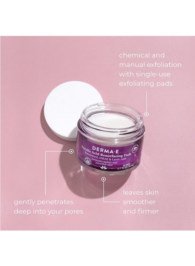 derma-e Derma E Ferulic Acid Resurfacing Pads Gently Exfoliating Wipes For Facial Radiance Deeply Cleansing Skin Resurfacing And Clarifying Pads 1.7 Fl Oz (50 Pads) - Image 2