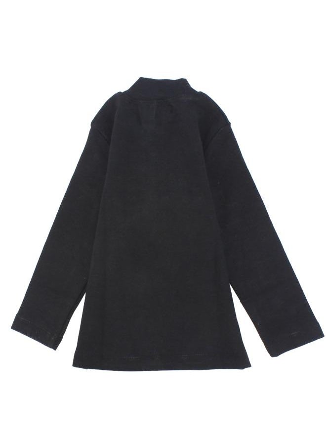 Our kids - LONG-SLEEVED BLACK HALF-COLLAR T-SHIRT - Image 1