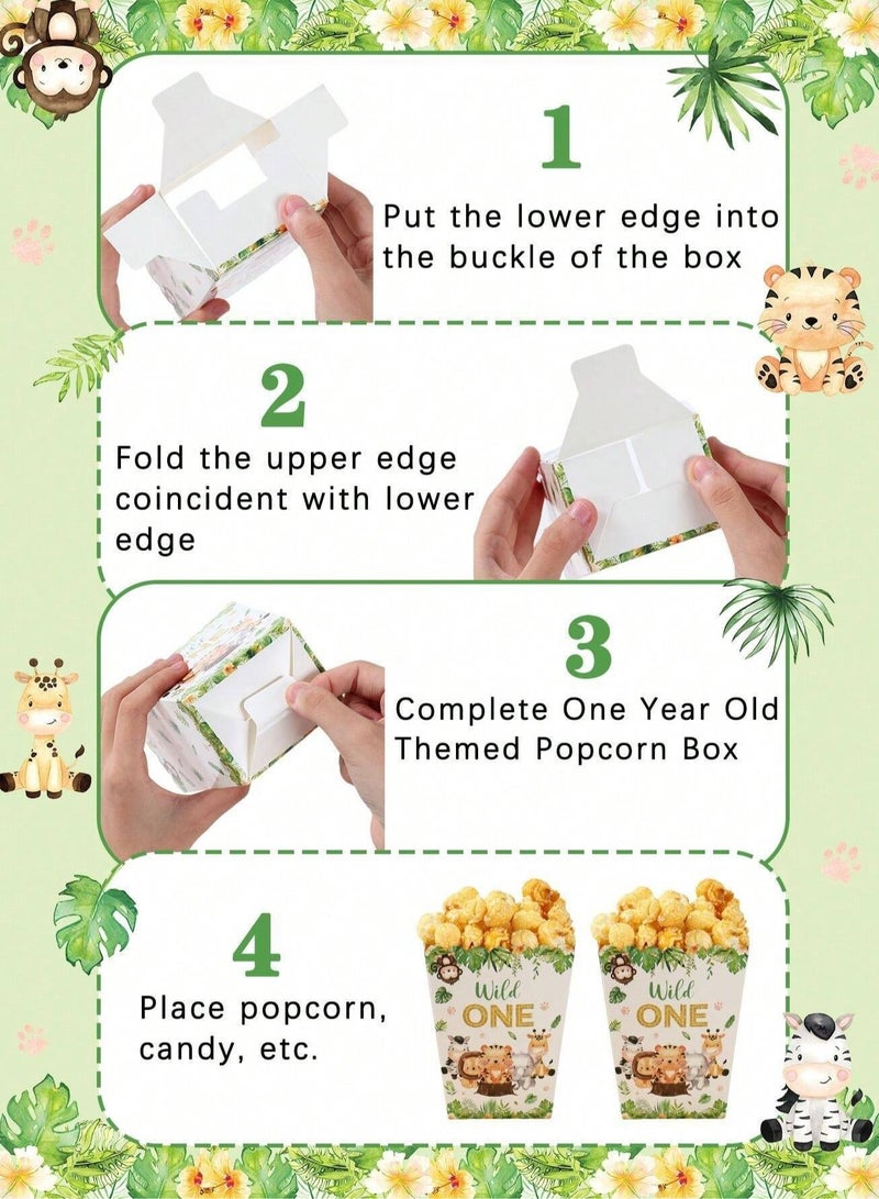 10 علب فشار ورقية بتصميم الحيوانات البرية اللطيفة مناسبة لحفلات أعياد الميلاد و المناسبات - Image 5