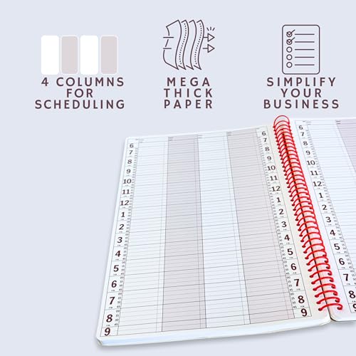 Portage Notebook Planner, 4 Column Appointment Book – Large 8.5" x 13.5" Undated 2025 Planner, Daily & Hourly Planner in 15 Minute Increments – Spiral Notebook Organizer for Scheduling Appointments (4 Columns) - Image 2