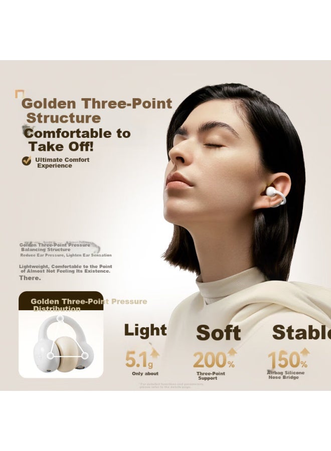 Sanag Z60 Bone Conduction Concept Bluetooth Earphone Ear Clip Open Wireless Clip-on Non-in-ear Hearing Protection Sports Ai Call Noise Reduction Earphone White Flagship - Image 1