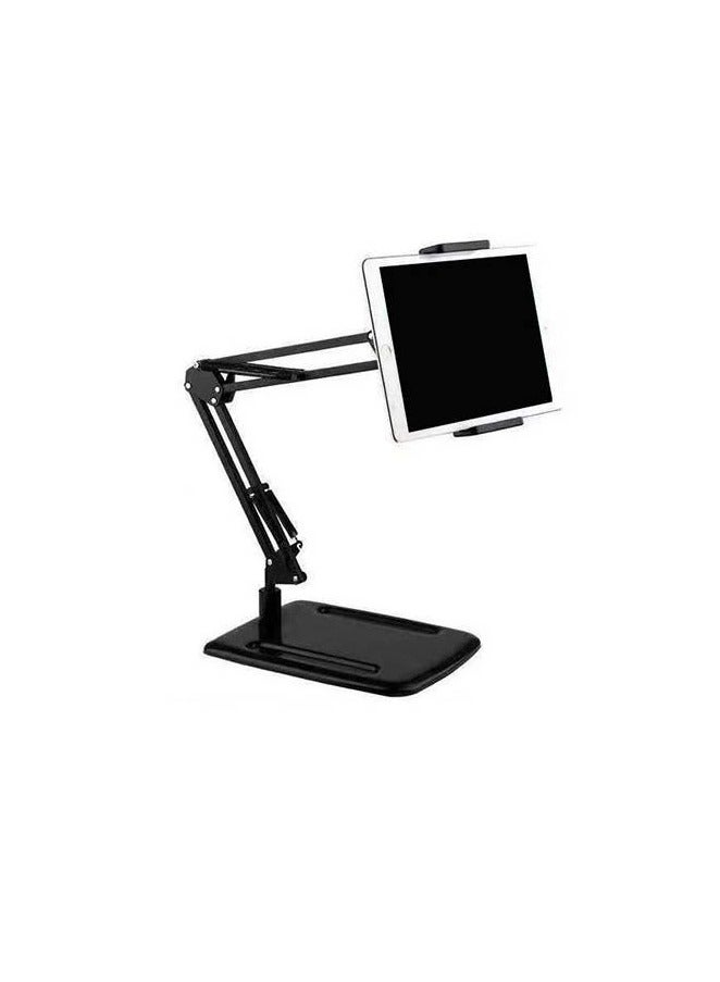 Overhead Phone Mount Stand Phone Video Stand Articulating Arm Phone Mount Table Top with Base Adjustable 360° Cell Phone Tablet Holder Mount Desktop Compatible with Phones, Tablets, iPad - Image 1