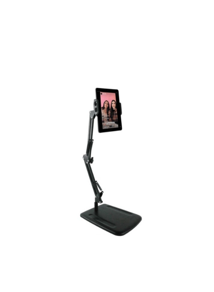 Overhead Phone Mount Stand Phone Video Stand Articulating Arm Phone Mount Table Top with Base Adjustable 360° Cell Phone Tablet Holder Mount Desktop Compatible with Phones, Tablets, iPad - Image 2
