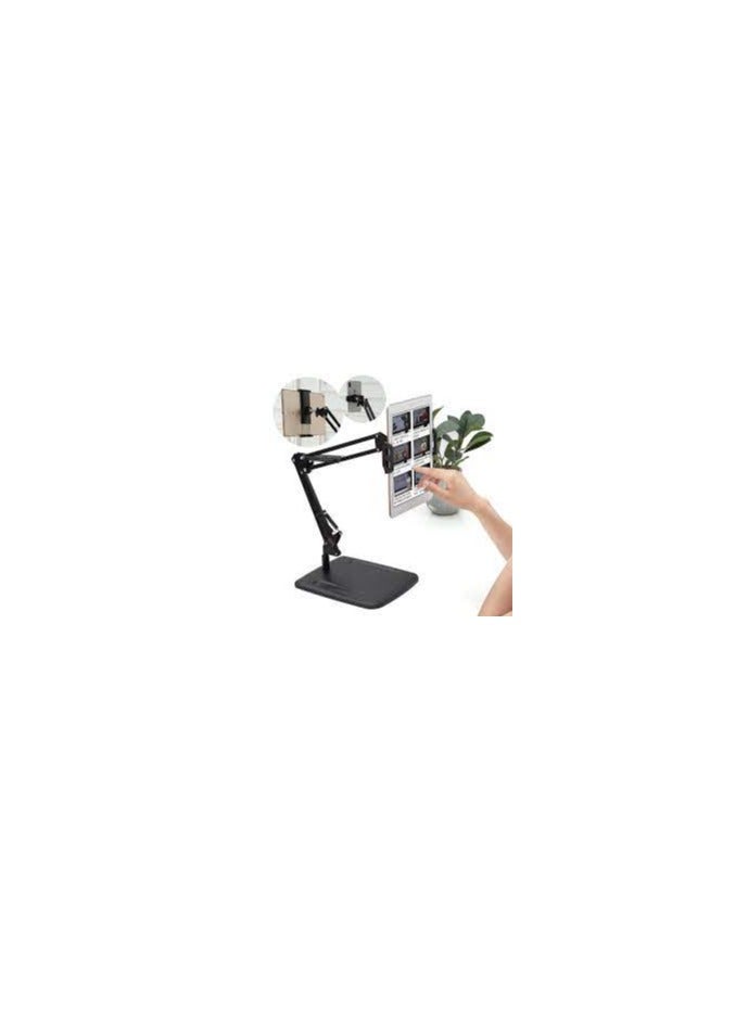 Overhead Phone Mount Stand Phone Video Stand Articulating Arm Phone Mount Table Top with Base Adjustable 360° Cell Phone Tablet Holder Mount Desktop Compatible with Phones, Tablets, iPad - Image 3