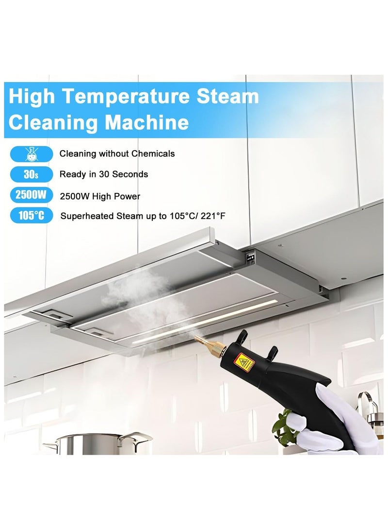 AROAQ Steam Cleaner 2500W High Pressure Handheld Steamer Portable Steam Cleaning Machine with 3 Brushes Tankless Heavy Duty Electric Steamer for Home Use Kitchen Bathroom Tile Hard Surface Car Detailing - Image 3