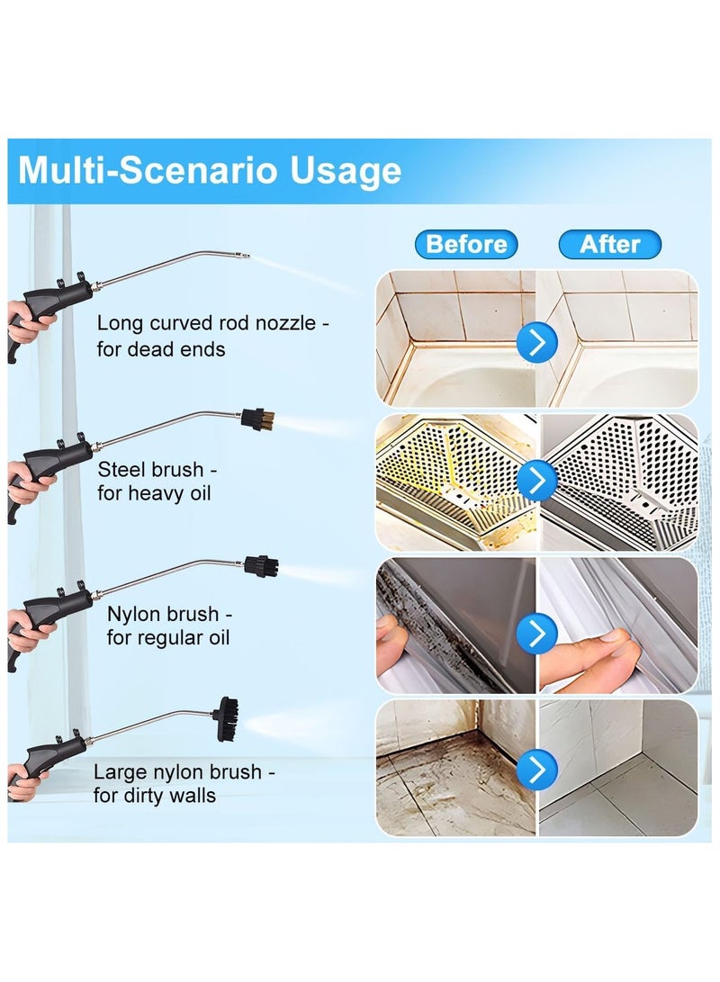 AROAQ Steam Cleaner 2500W High Pressure Handheld Steamer Portable Steam Cleaning Machine with 3 Brushes Tankless Heavy Duty Electric Steamer for Home Use Kitchen Bathroom Tile Hard Surface Car Detailing - Image 4