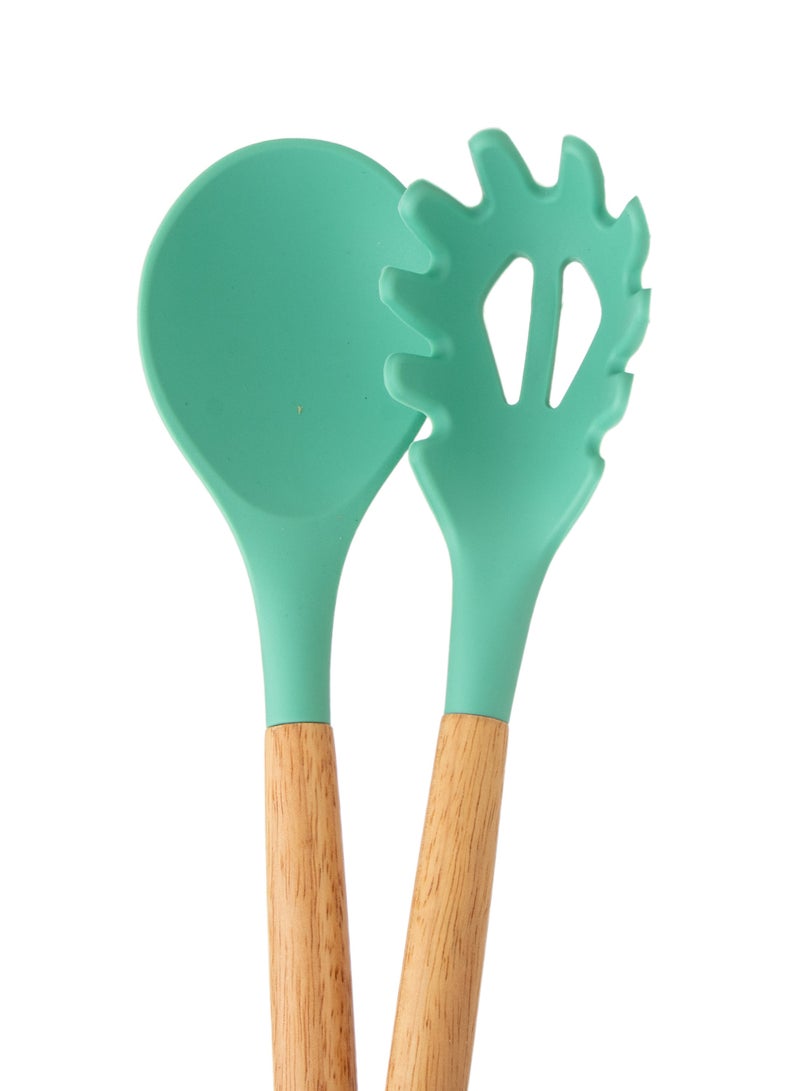 دانيا مجموعة ادوات المطبخ من السيليكون وسكاكين من الغرانيت مكون من 19 قطعة تيفاني - Image 3