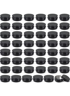 Patelai Patelai 64 Pieces Lip Balm Tin Containers Screw Top Round Tin Cans Aluminum Jar with Screw Lid, Empty Bottle Travel Cosmetic Sample Container for DIY(0.5 oz,Matte Black,) 