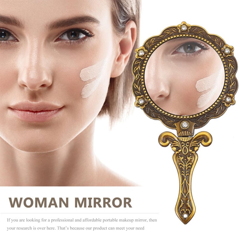 KASTWAVE 2 Packs Antique Handheld Mirror with Elegant Handle, Vintage Makeup Mirror for Face and Cosmetic Use, Stylish and Functional Mirror for Women - Image 4