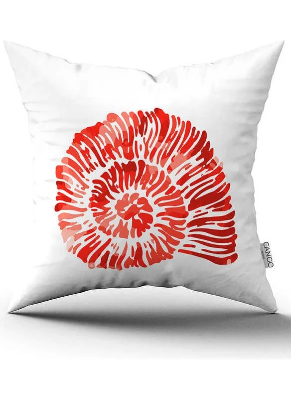Cango Home Double Sided Red and White Marine Patterned Digital Printed Throw Pillow Cover CGH1241