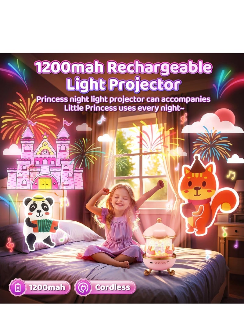 Kids Night Light Projector Kawaii Nursery Decor with 15 Films & 10 Sound Machine, Rechargeable Remote-Controlled Toddler Night Light for Kids Room – Perfect Baby Girl Gift