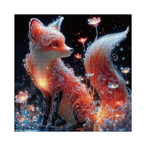 Larkipuzz Fantasy Fox Flower Puzzles for Adults 1000 Pieces Cute Red Animal Jigsaw Puzzle Challenging Impossible Magic Art Puzzles - Image 5
