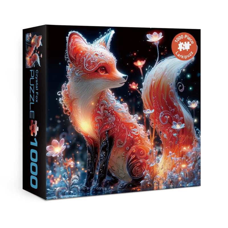 Larkipuzz Fantasy Fox Flower Puzzles for Adults 1000 Pieces Cute Red Animal Jigsaw Puzzle Challenging Impossible Magic Art Puzzles - Image 3