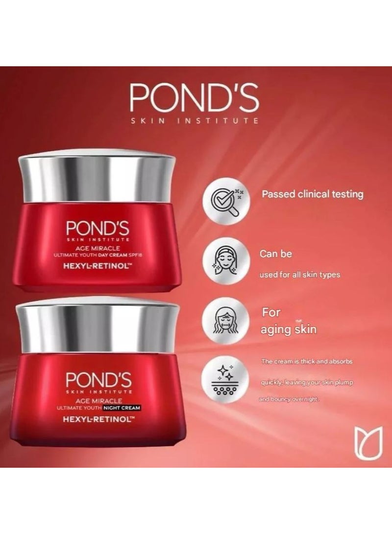 بوندس كريم بوندز إيج ميراكل ألتيميت يوث هيكسيل ريتينول النهاري + كريم الليل يملأ التجاعيد ويزيد من امتلاء البشرة 45 جرام × 2 - Image 2