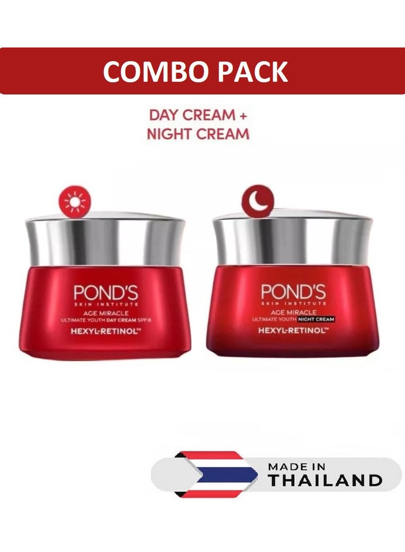 بوندس كريم بوندز إيج ميراكل ألتيميت يوث هيكسيل ريتينول النهاري + كريم الليل يملأ التجاعيد ويزيد من امتلاء البشرة 45 جرام × 2 - Image 1