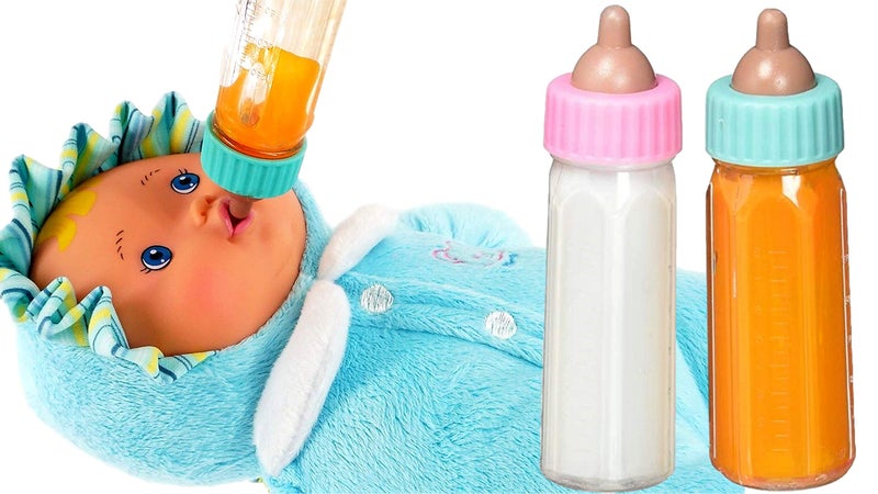 جا-رو Ja-Ru Magic Baby Doll Bottles (عبوتين من زجاجتين) زجاجة الحليب وزجاجة عصير زجاجة طفل دمية. تعيين مع 2 زجاجات. 701-2 - Image 4