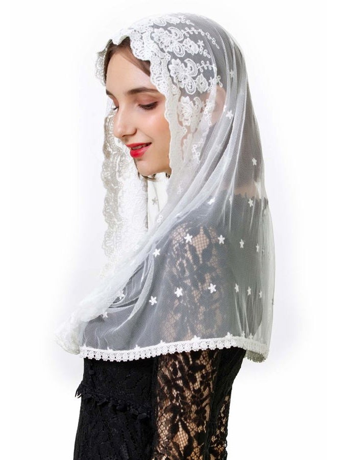 Pamor White Infinity Venise Lace Chapel Veil Mantilla Infinity Latin Mass Floral Veils Head Covering - Image 3
