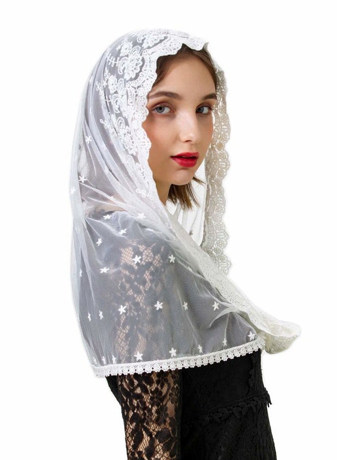 Pamor White Infinity Venise Lace Chapel Veil Mantilla Infinity Latin Mass Floral Veils Head Covering - Image 4