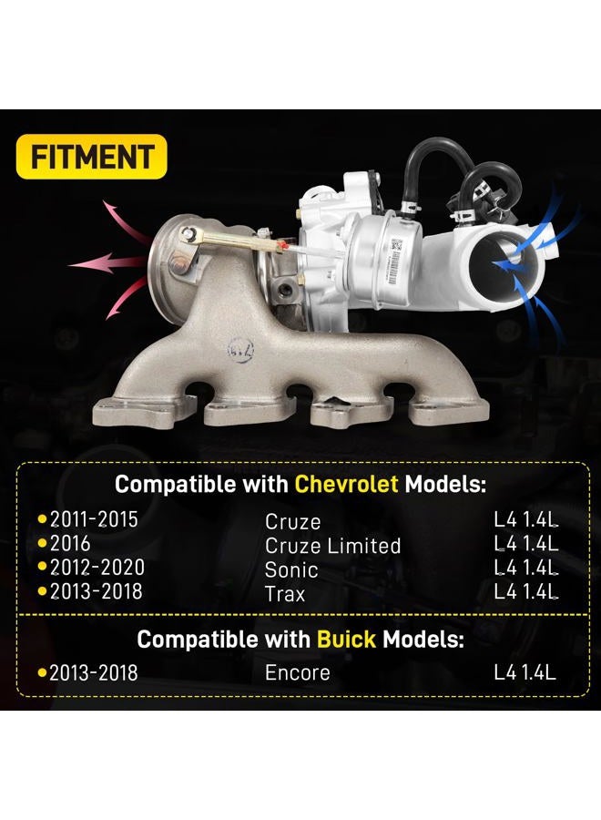 YEHERIT 667-203 1.4 Turbo Turbocharger with Gasket Compatible with 2011-2016 Chevrolet Cruze 2012-2020 Chevy Sonic 2013-2018 Trax 2013-2020 Buick Encore 1.4L Turbo Charger Replace# 55565353 - Image 2