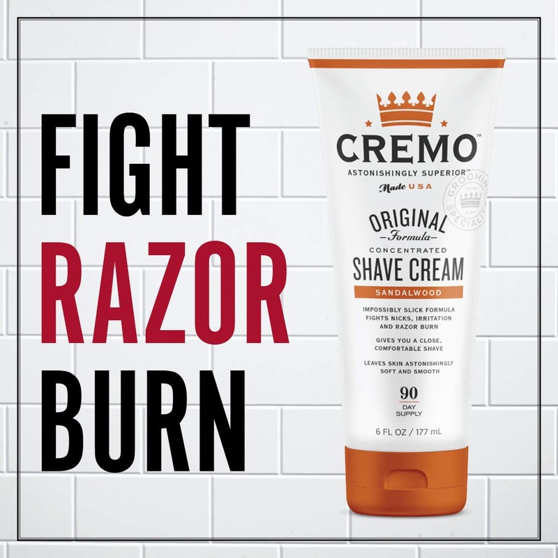 Cremo Barber Grade Sandalwood Shave Cream, Astonishingly Superior Ultra-Slick Shaving Cream Fights Nicks, Cuts And Razor Burn, 6 Fl Oz (2 Pack) - Image 2