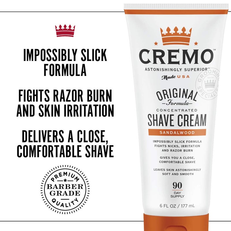 Cremo Barber Grade Sandalwood Shave Cream, Astonishingly Superior Ultra-Slick Shaving Cream Fights Nicks, Cuts And Razor Burn, 6 Fl Oz (2 Pack) - Image 3