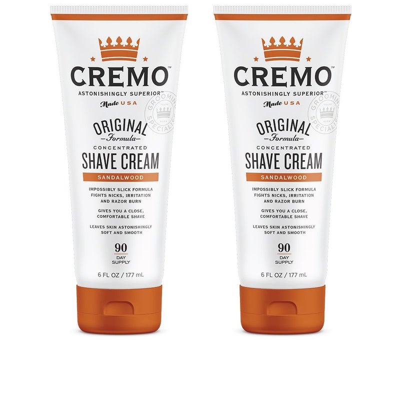 Cremo Barber Grade Sandalwood Shave Cream, Astonishingly Superior Ultra-Slick Shaving Cream Fights Nicks, Cuts And Razor Burn, 6 Fl Oz (2 Pack) - Image 1