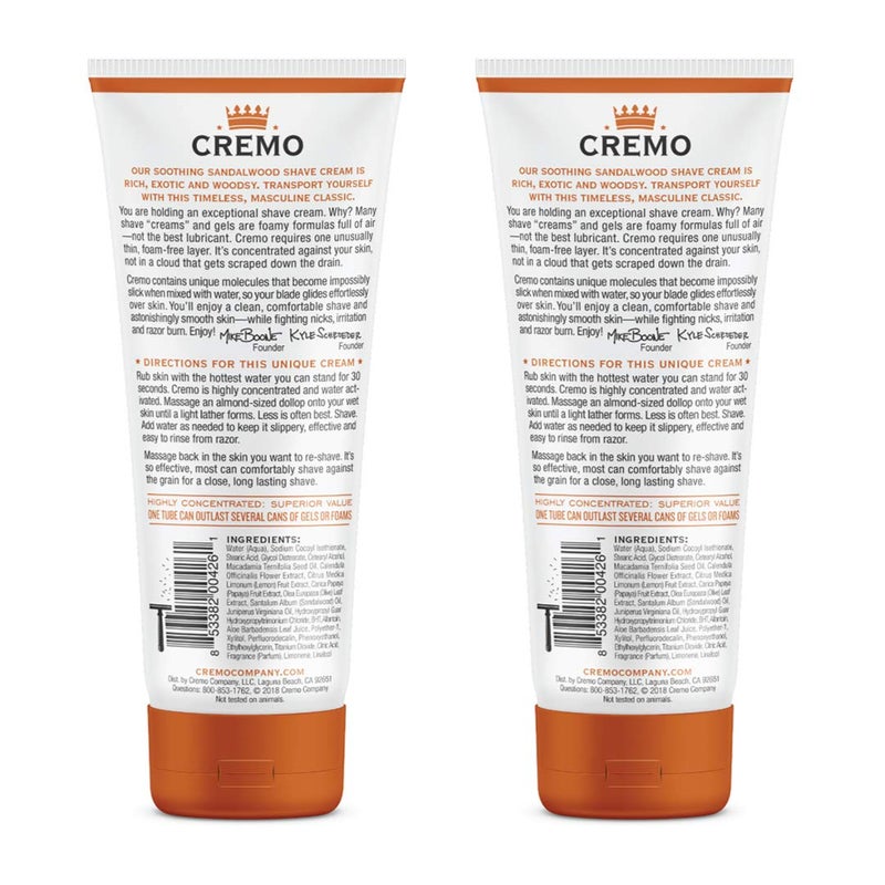 Cremo Barber Grade Sandalwood Shave Cream, Astonishingly Superior Ultra-Slick Shaving Cream Fights Nicks, Cuts And Razor Burn, 6 Fl Oz (2 Pack) - Image 4