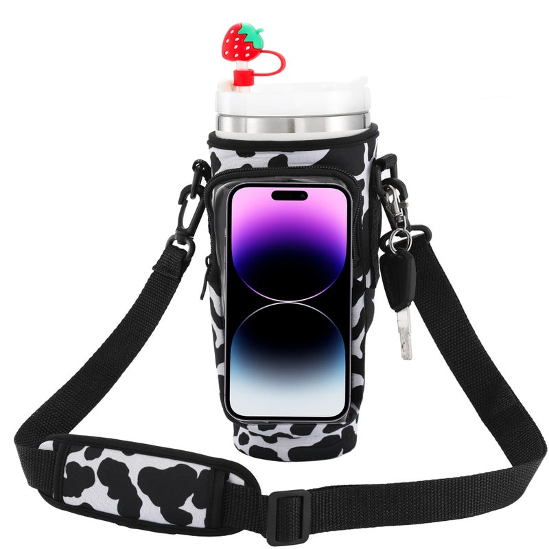 Diving material ice cup set custom stanley slung kettle bag Stanley 40oz thermos cup bag protective cover Milk pattern custom consultation (plastic transparent touch screen bag) 