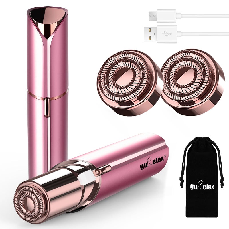 Facial Hair Removal for Women Electric Painless Facial Hair Remover for Face Lip Chin with 2 x Replacement Heads