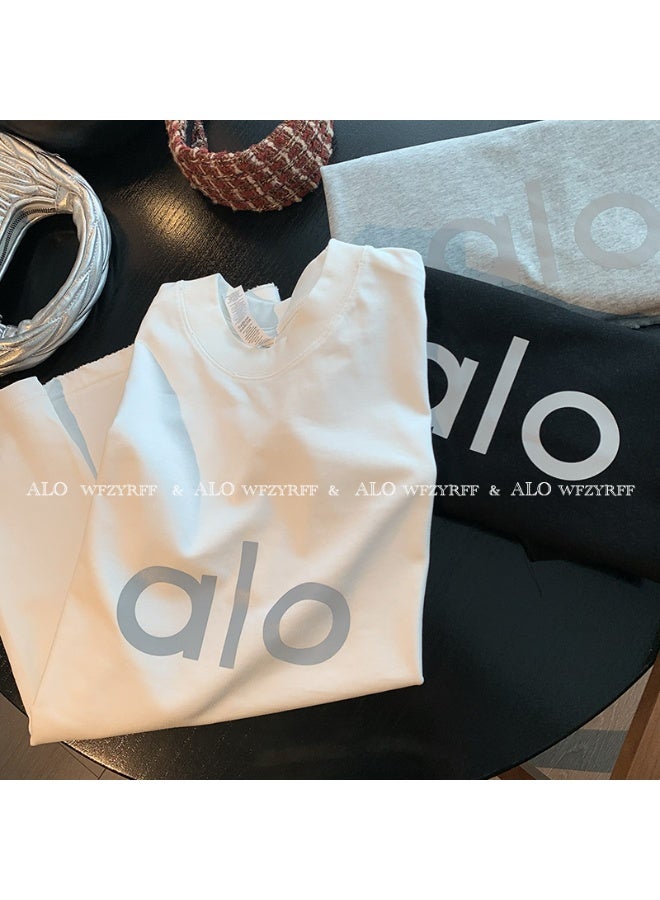 alo Alo Men's Short Sleeve T-Shirt - 2025 Summer Collection Loose Fit Round Neck with Letter Print  - Image 2