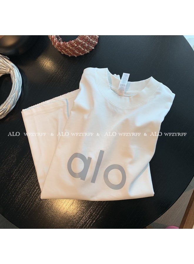 alo Alo Men's Short Sleeve T-Shirt - 2025 Summer Collection Loose Fit Round Neck with Letter Print  - Image 4