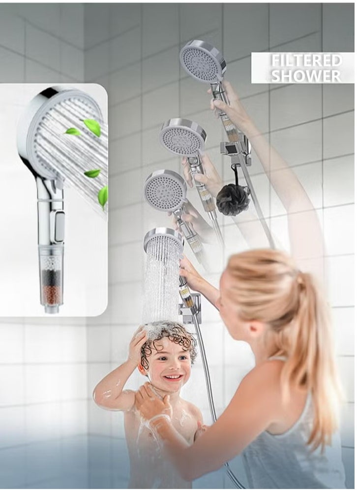 AMROAH - Ionic High Pressure Filtered Shower Head with Hand Held, Showerhead Nozzle with 5 Spray Modes Bathroom Spa & Massage Filtration to Reduce Hair Loss & Dry Skin Ideal for Hard Water - Image 1