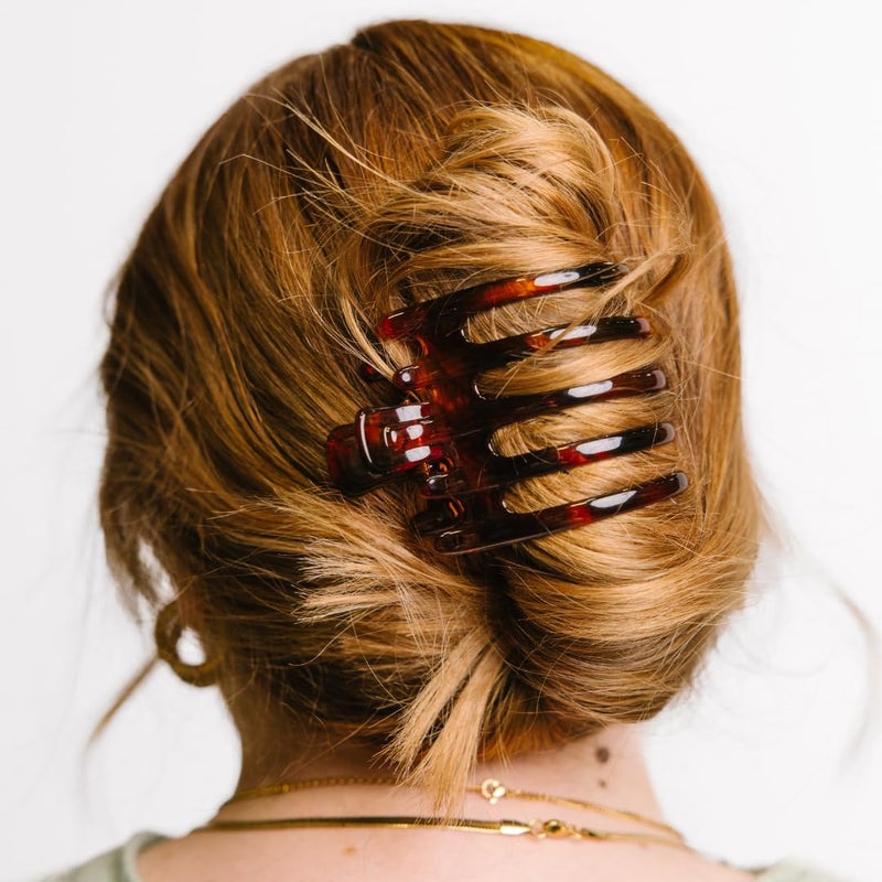 KAXI Large Wide Lay Down Hair Claw Clips, Extra Large Hair Clips for Think & Thick Hair (Dark Tortoise) - Image 1