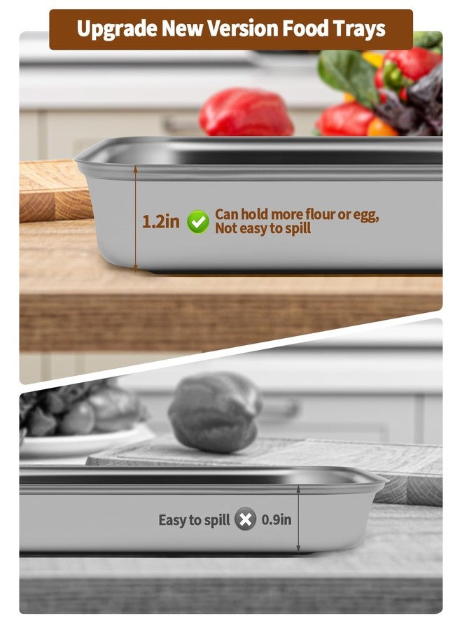 Aecsze Breading Trays Set of 3 - Stainless Steel Dredging Trays for Breading, Marinating & Food Prep, Interlocking Breading Station for Chicken, Fish, Baking, Oven-Safe (8.5" x 5.8" x 1.2") - Image 5