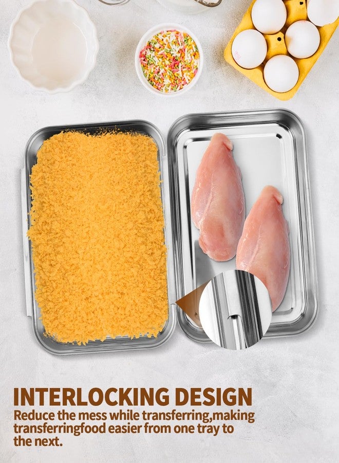 Aecsze Breading Trays Set of 3 - Stainless Steel Dredging Trays for Breading, Marinating & Food Prep, Interlocking Breading Station for Chicken, Fish, Baking, Oven-Safe (8.5" x 5.8" x 1.2") - Image 4