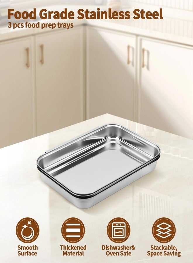 Aecsze Breading Trays Set of 3 - Stainless Steel Dredging Trays for Breading, Marinating & Food Prep, Interlocking Breading Station for Chicken, Fish, Baking, Oven-Safe (8.5" x 5.8" x 1.2") - Image 3