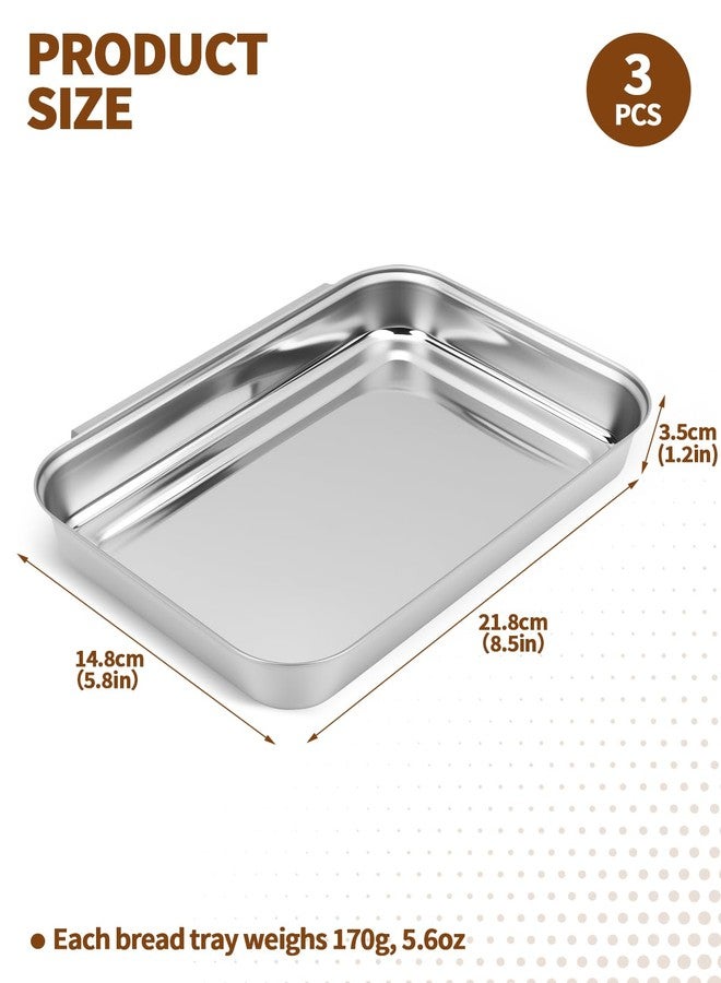 Aecsze Breading Trays Set of 3 - Stainless Steel Dredging Trays for Breading, Marinating & Food Prep, Interlocking Breading Station for Chicken, Fish, Baking, Oven-Safe (8.5" x 5.8" x 1.2") - Image 2
