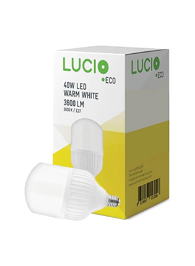 L-BL-0520-40W-3000K مصباح ليد اي 27 40 واط 3000 كالفن 3600 لومن بتصميم أنيق أبيض دافئ 120 × 182.5 ملم