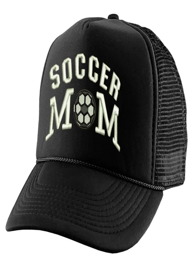 ALLNTRENDS قبعة ALLNTRENDS Soccer Mom Trucker Hat مطرزة للنساء، قابلة للتعديل، شبكية، ذات مشبك خلفي (أسود) - Image 1