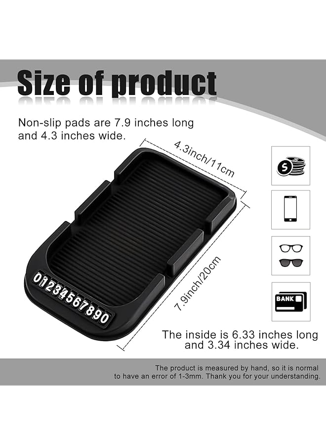 SYOSI Car Anti Slip Gel Pad Cell Phone Holder, 2Pcs Removable And Reusable Anti Slip Dashboard Pad With Double-Groove Tray, For Storage Phone Keychains Sunglasses - Image 2