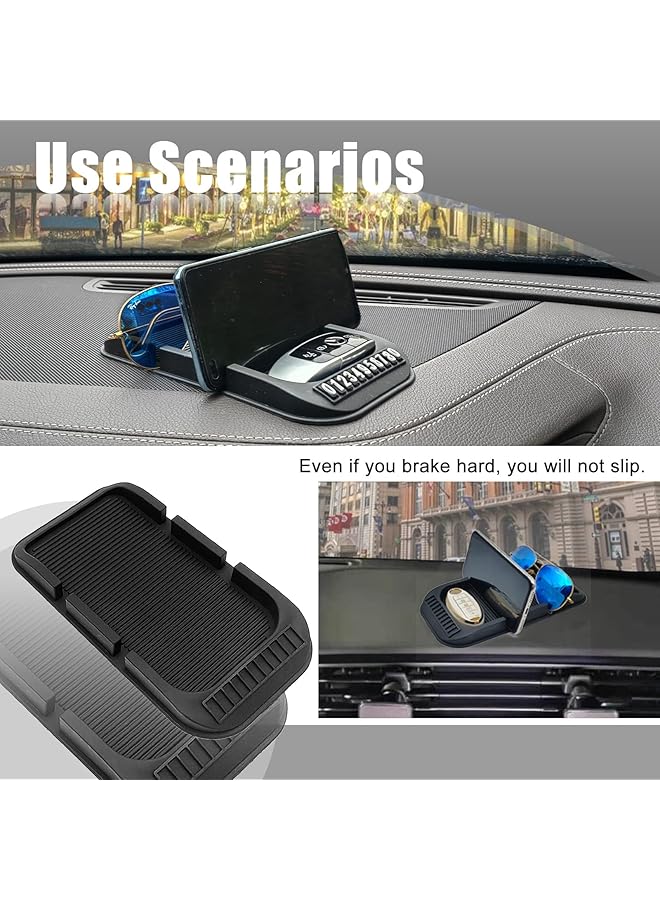 SYOSI Car Anti Slip Gel Pad Cell Phone Holder, 2Pcs Removable And Reusable Anti Slip Dashboard Pad With Double-Groove Tray, For Storage Phone Keychains Sunglasses - Image 5