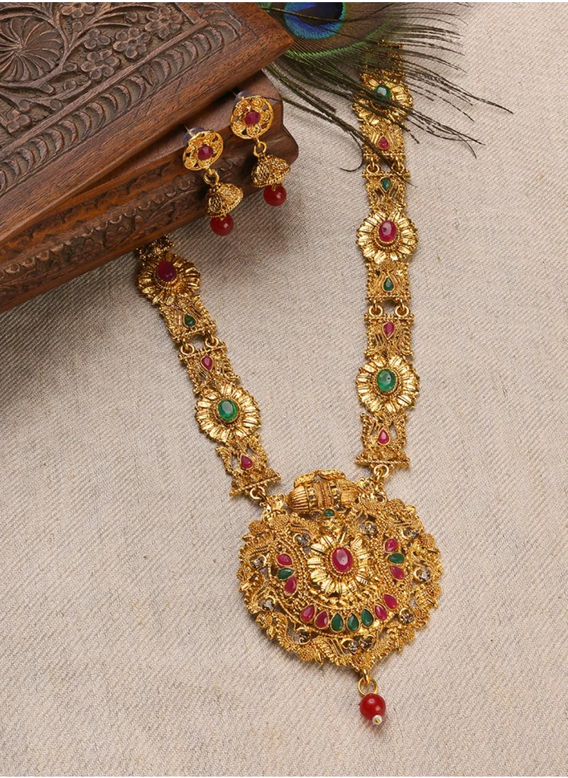 SOHI Red & Green Contemporary Jewellery Set