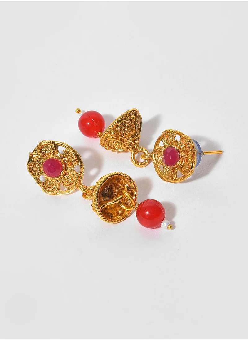SOHI Red & Green Contemporary Jewellery Set