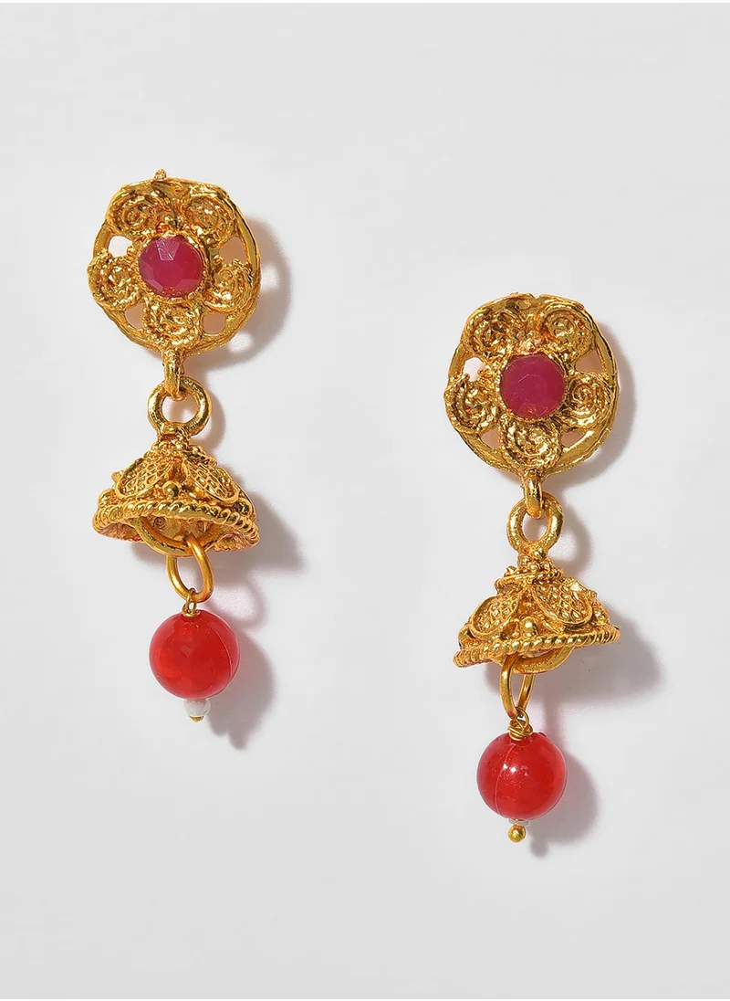 SOHI Red & Green Contemporary Jewellery Set